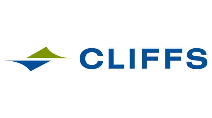 Blue and Green triangles logo with blue word "Cliffs" for Cleveland Cliffs company logo