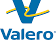 Valero Energy Corporation Logo consisting of a Blue Capital V with a yellow squiggly line through it, and the word "valero" below the letter, also in blue.